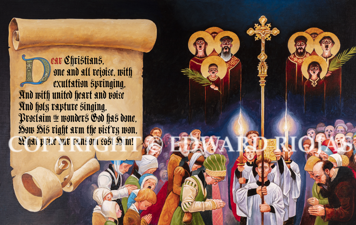 DEAR CHRISTIANS PROCESSION SPREAD copyright