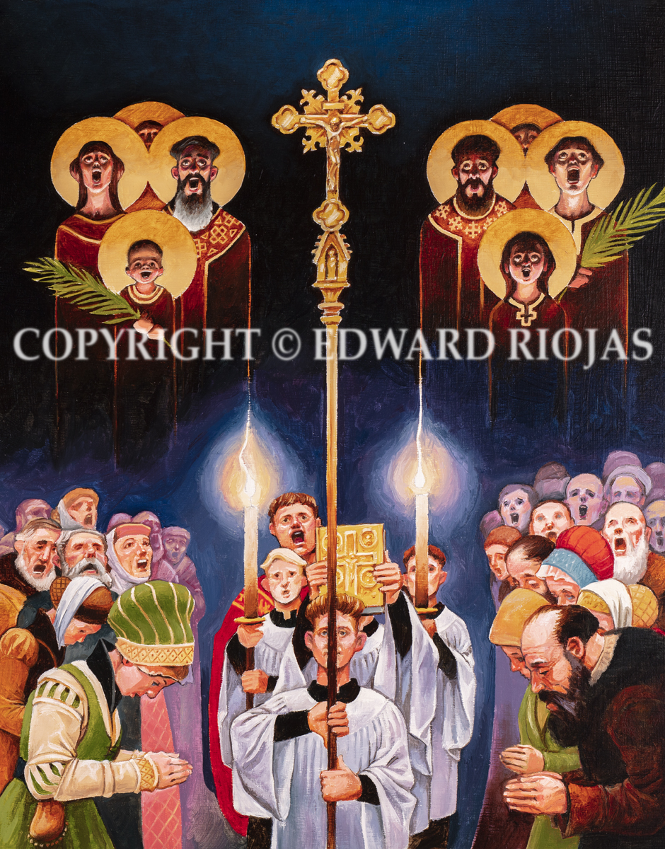 DEAR CHRISTIANS PROCESSION VERTICAL copyright