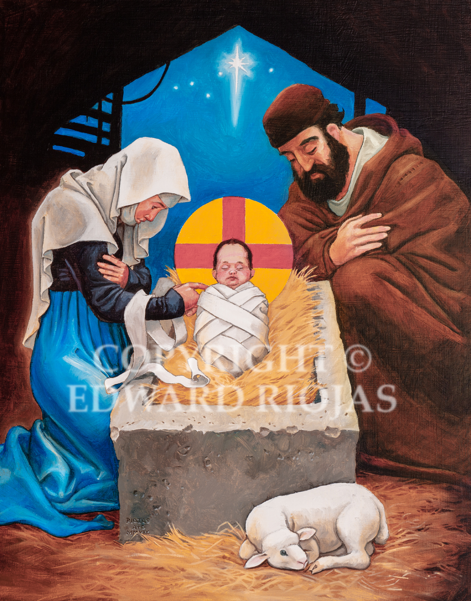 DEAR CHRISTIANS NATIVITY VERTICAL copyright
